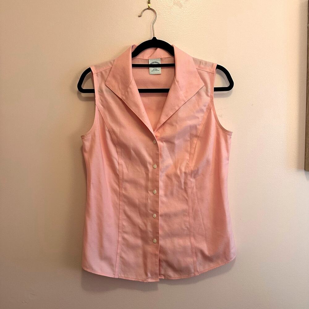 Brooks Brothers Women's Sleeveless Button Up Tank Top Pink 8